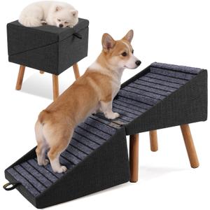 17.13" H Dog Ramp for Couch, 2-in-1 Pet Stairs & Ottoman