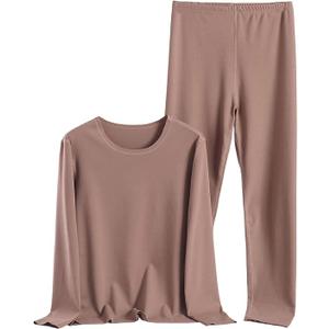 Women's Warm Solid Color Stretchy Thermal Underwear Set Base Layer Long Johns Top and Bottom Set Fall Winter Sets, M