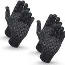 Heat Logic Unisex Thermal Knitted Winter Gloves, Touchscreen Compatible Cold Weather Warm Gloves for Men & Women, Pack of 2 (2 Pair Black - With Grip) Large-X-Large