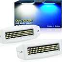 UCINNOVATE 2X 6.9" Marine LED Boat Lights, Dual Color Waterproof Transom & Underwater Lights for Yachts, Boats, Sailboats, Pontoons, Stern & Deck (Blue/White, 12-36V, IP68)