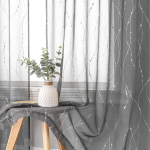 SMILE WEAVER Grey Sheer Curtains for Living Room 63 inch Length,Privacy & Light Filtering Semi Sheer Curtain,Lightweight Voile Transparent Window Drapes for Bedroom/Kitchen,Set of 2 Panels (Rod Pocket-silver Grey)