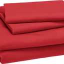 Kid's Soft, Breathable, Easy-Wash Microfiber 4-Piece Sheet Set, Full, Red, Solid