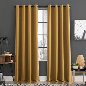 Sun Zero Soho 2-Pack Energy Saving Noise Reducing Blackout Grommet Curtain Panel Pair, Gold, 54" W x 96" L (2 Panels)