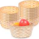 12 Pack Round Gift Baskets, 7 Inch Bamboo Bread Fruit Basket Small Handwoven Bread Roll Serving Basket Bulk for Kitchen Restaurant Display Decor