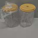 2 Pack Qtip Holder Dispenser with Bamboo Lids - 10 oz Clear Plastic Apothecary Jar Containers for Vanity Makeup Organizer Storage - Bathroom Accessories Set for Cotton Swab, Ball, Pads, Floss