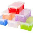 Small Plastic Box, 5" X 2.8" X 2" Stackable Mini Storage Box with Lid, Clear Organizer Container for Jewelry Beads, Small Crafts Items Accessories - 6 Pack