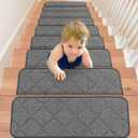 Seloom Upgraded 25.5 X 9.5 Non Slip Stair Treads for Wooden Steps Indoor,Non-Skid Stair Rug Carpet with Slip Resistant Back, Safety for Dogs,Kids and Elders,13-Pack,Grey
