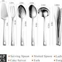 6 PCS Stainless Steel Serving Utensils, 10 Inch Serving Spoons for Buffet Large Hosting Metal Spoons, Silverware Set Tongs for Serving Food Parties Catering