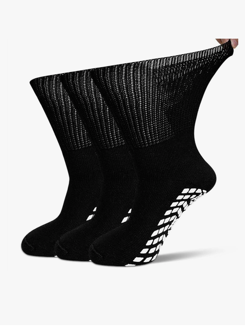 Diabetic Socks for Men Women: Non-Binding Edema Socks, Extra Wide Non Slip Hospital Socks for Swollen Feet 9-15