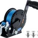 AC-DK 1600lbs Heavy Duty Boat Trailer Winch with 26FT Strap, 2-Way Ratchet & 4:1 Gear Trailer Winch, Portable Hand Crank Winch for Boat, Truck, Trailer, RV, ATV, Jet Ski