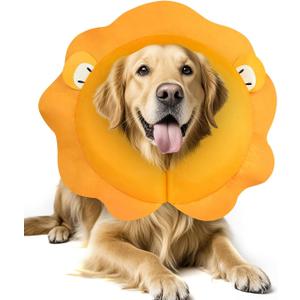 2 x MIDOG Inflatable Dog Cone Collar, Cute Lion Mane Recovery Collar for Large Medium Dogs, Soft Blow-Up Donut Alternative After Surgery, Anti-Lick Protective Neck E-Collar (XL, 21"-24") (Yellow, XL)