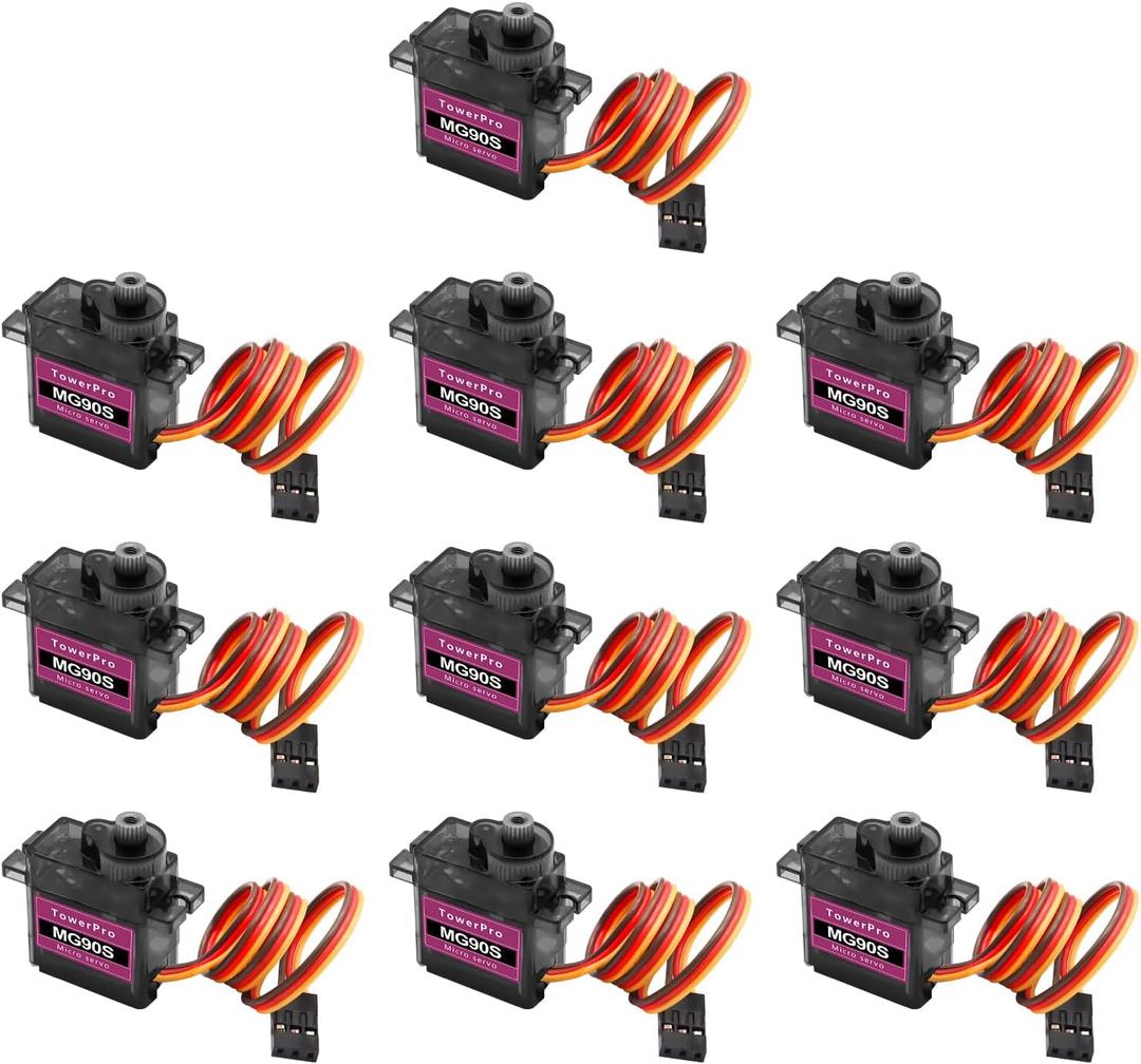 MG90S Micro Servo Motor Kit AYWHP 10 Pcs MG90S Servo Metal Gear Micro Servo for RC Helicopter/Car/Boat Micro Plane Mini Servos for Arduino Project(Servo Control Angle 0-180)