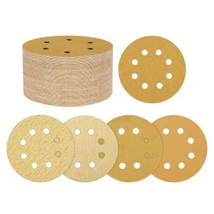 100 Pack Sanding Disc Kit 5 Inch 60/80/120/220/320 Grit 8 Hole Hook and Loop Random Orbital Sandpaper for Drywall Sander Wood Metal