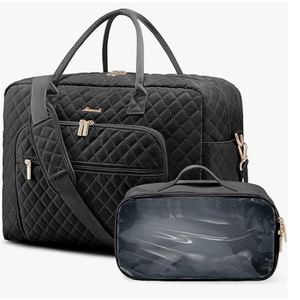 LOVEVOOK Travel Duffle Bag - Women's Weekender Carry On Overnight Laptop & Gym Bag With Toiletry/Shoe Pocket, Hospital Labor Bag (Large, Black)