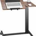 VEVOR Overbed Table, Mobile Hospital Bed Table, Over Bed Table with Wheels Adjustable Height, Rolling Laptop Desk with Tilting Top & Cup Holder, Portable Over Bed Desk for Home, Office, Study, Wood