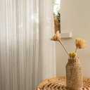 SUOUO Linen Textured Striped Semi-Sheer Curtains for Living Room 84 inches Long 2 Panels Rod Pocket Boho Light Filtering Window Drapes for Bedroom Dining