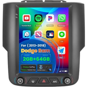 2+64GB for Dodge RAM 1500 2500 3500 2013-2018 (for Auto A/C) Android 13 Car Stereo Wireless Carplay Android Auto, 9" Touch Screen Radio GPS WiFi Bluetooth SWC Mic AHD Backup Camera