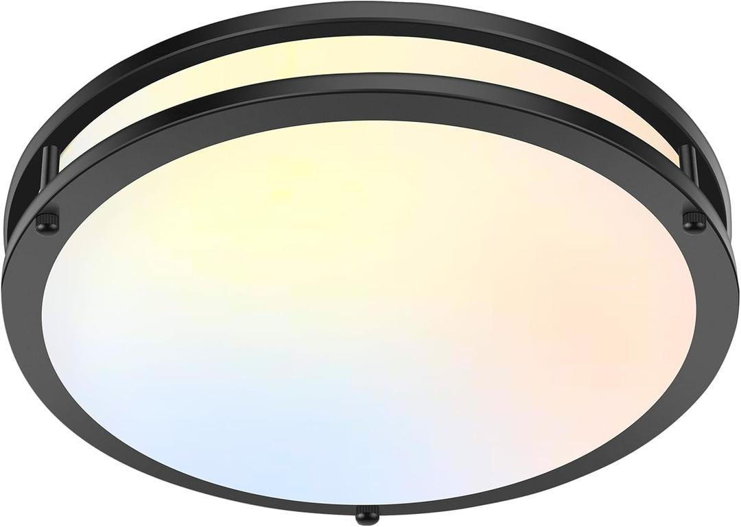 LED Ceiling Light Fixture Black, 36W 4400Lm Flush Mount Ceiling Lamps, Dimmable 5CCT 2700K/3000K/4000K/5000K/6500K, 13 Inch Super Bright Modern Bedroom Ceiling Lights for Kitchen Hallway, 1 Pack