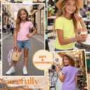 Oakgarden 4 Pack Girls Short Sleeve Tees, 4-Color, 9-10 Years