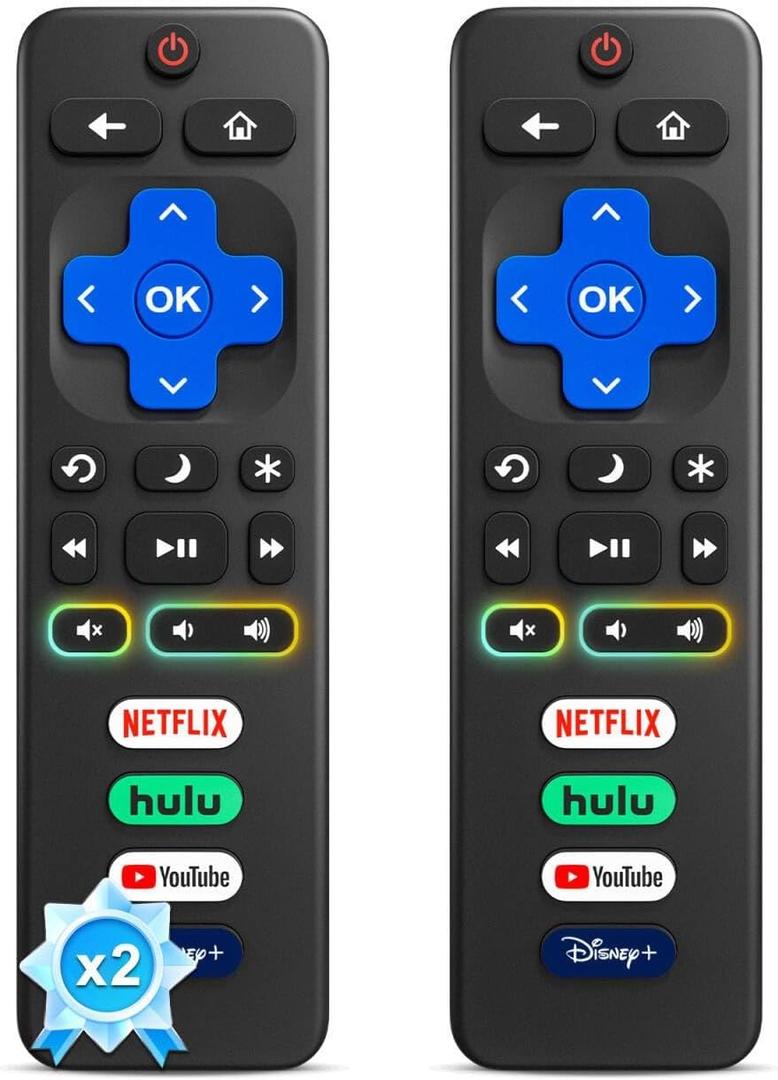 (Pack of 2) Replacement for Roku-TV-Remote-Control, for TCL Roku/Onn Roku/Hisense Roku/Sharp Roku/Philips Roku Series Smart TVs (Not for Roku Stick, Box, Premiere and Players)