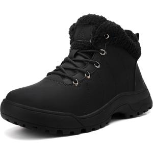 binkasen Womens Snow Boots Warm Winter Fur Lined Waterproof Ankle Booties Comfortable Outdoor Trekking Shoes Black US 10