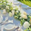 Artificial Eucalyptus Garland (Roses, Peonies, Daisies) - Fake Greenery Garland for Weddings, Parties, Backdrops; Indoor/Outdoor Wall, Table, Door & Hanging Decor.