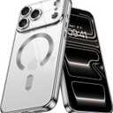 5 x BENTOBEN Clear for iPhone 17 Pro Max Case 2025, Phone Case iPhone 17 Pro Max 6.9" with MagSafe, Magnetic Plated Slim Thin Lightweight Soft TPU Electroplated Shockproof Bumper Protective Cover, Silver