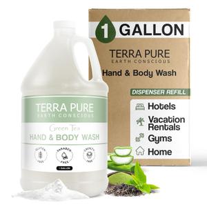 Terra Pure Hotel Body Wash/Hand Soap | One Gallon | Designed to Refill Soap Dispensers (Set of 1) (128 Fl Oz (Pack of 1))