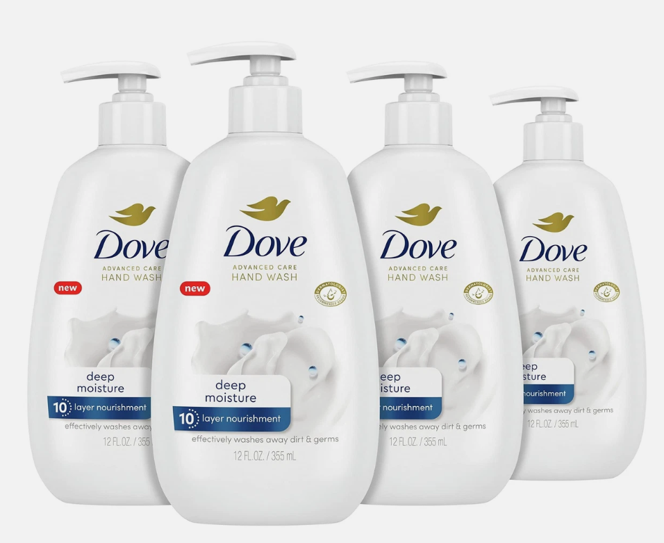 Dove Advanced Care Hand Wash Deep Moisture 4 Count for Soft, Smooth Skin, Mor...