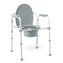 Medline 3-in-1 Steel Bedside Commode, Elongated Seat, Sturdy Folding Frame, 7.5 QT. Bucket, 350 lb. Weight Capacity, Clip-on Seat, Easy Cleaning, Tool-Free Assembly, Gray