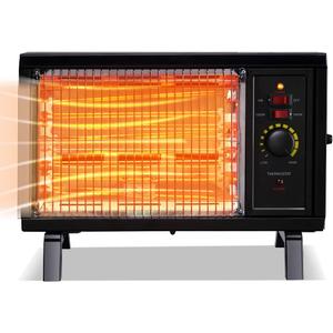 Homeleader ETL Portable Radiant Heater, 1250W/1500W Space Heater for Indoor Use, Rapid Heating with Adjustable Thermostat, Perfect for garages, Black