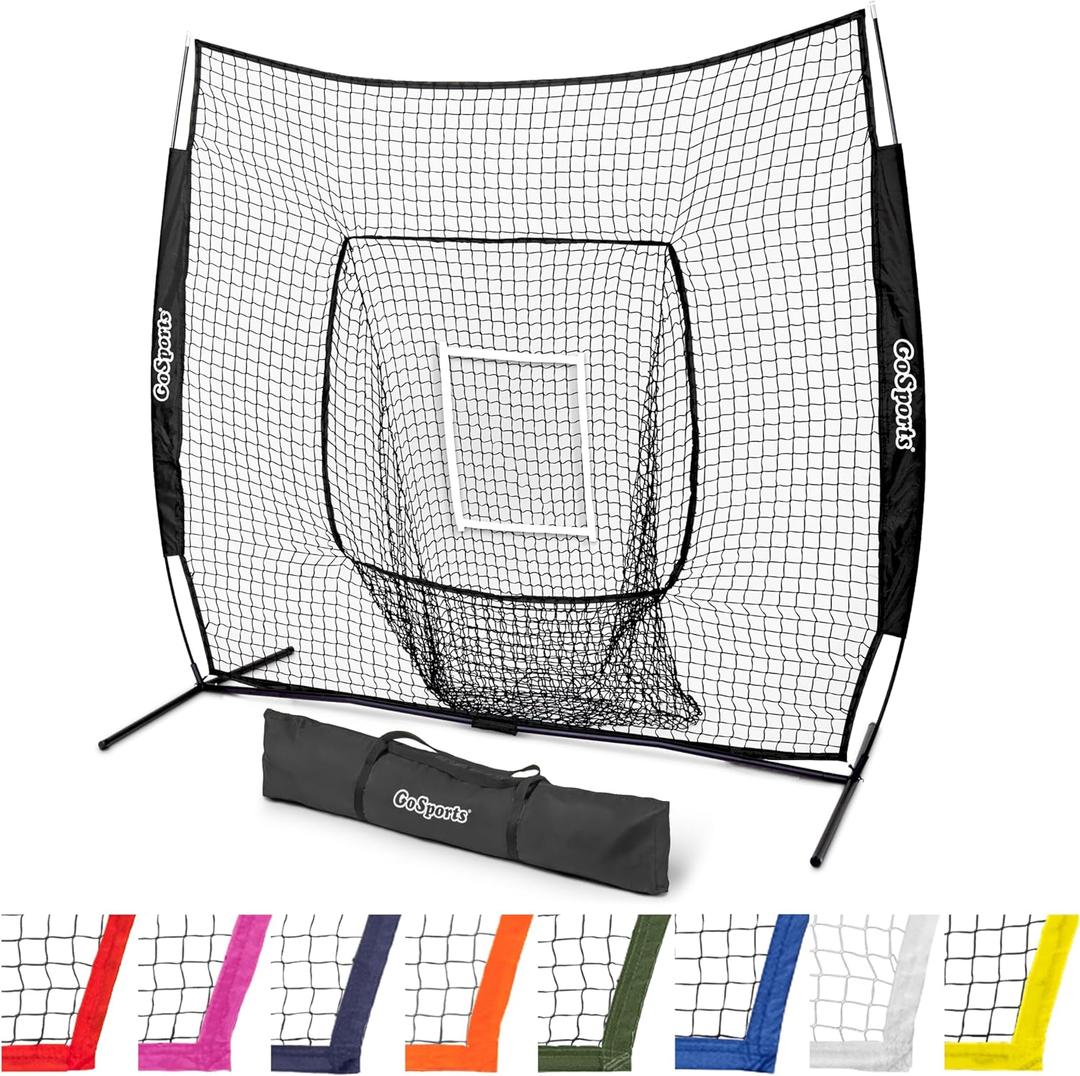 GoSports 7x7 ft Baseball & Softball Nets, Batting & Pitching Net with Strike Zone (7 ft x 7 ft, Black)