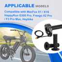Ebike Full Twist Throttle for Macfox, 3 Pin Surron Style Throttle Grip Kit 12V-72V Compatible with HappyRun Freego Heybike Electric Dirt Bike