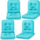 Chunful Tufted Back Chair Cushion Indoor Outdoor Weather Resistant Swivel Rocker Patio Chair Cushions for Outdoor Furniture(Lake Blue,4 Pack)
