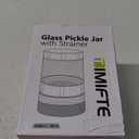 Glass Pickle Jar with Strainer Flip, 56oz Airtight Pickle Container, Leak-proof Juice Separator Pickle Flip Jar with Sealing Silicone Ring for Olive, Sliced Pickle and Jalapeno, Dishwasher Safe (1pcs, Blue)