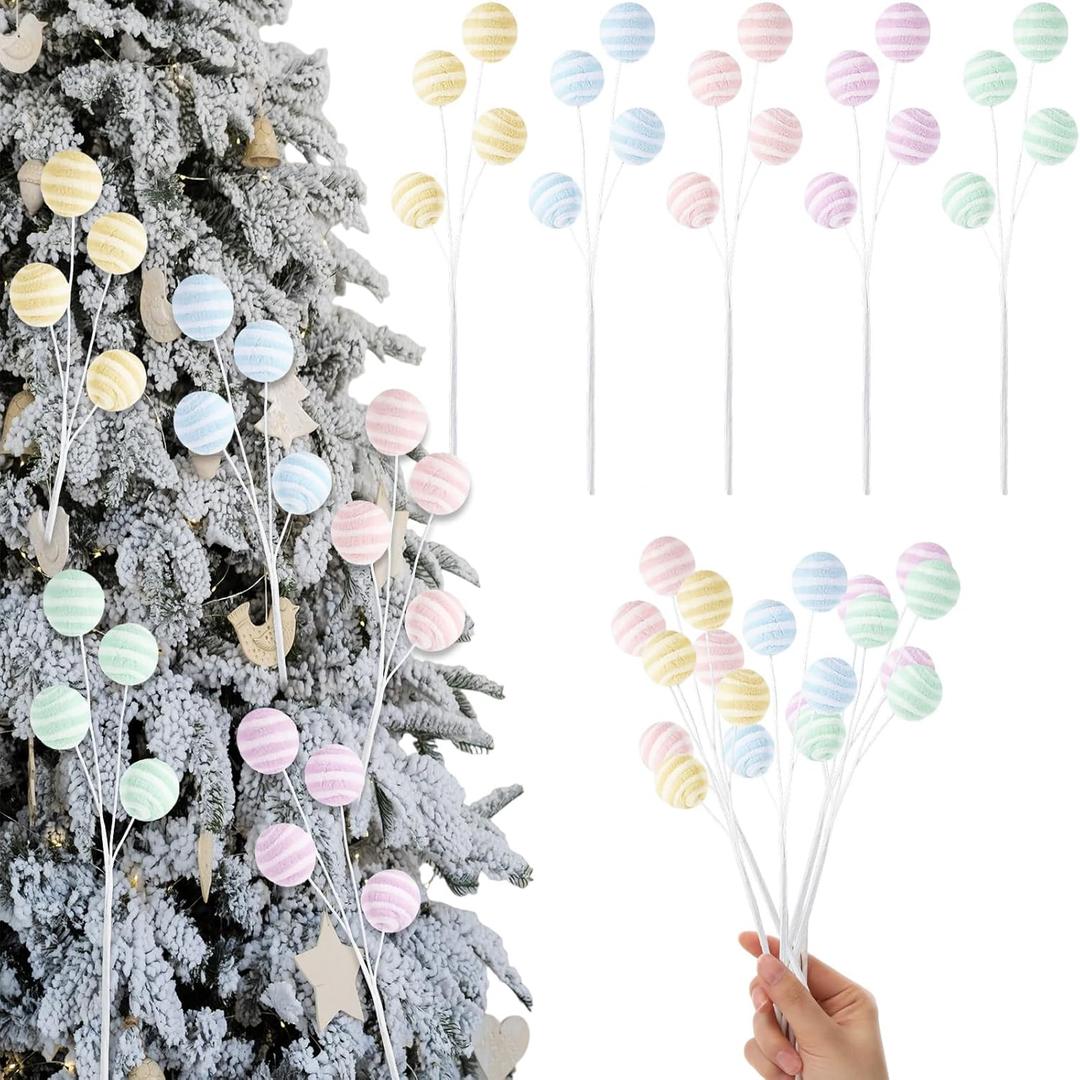 Chiisong 14.6" Easter Pastel Picks Spring Branches Stems Easter Tree Decoration for Spring Vase Floral Arrangement Table Centerpiece Wreath Decoration(Lollipop Shape)