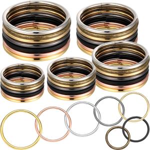 Hotop 35 Pieces Metal O Ring Multi Purpose Non Welded Round Metal Key Ring for Keychains Macrame Dog Leashes Camping Belt Hardware Bag DIY Accessories, 5 Sizes(Colorful)