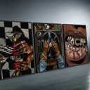 3pcs Black Woman Wall Art African American Women Dj Wall Decor Pictures Fashion Vinyl Record Posters Prints For Bedroom Living Room 12x16 Inch Unframed (12L" x 16W", Canvas)