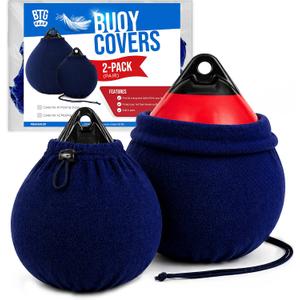 Set of 2 Mooring Buoy Fender Covers for Boat | Fleece Fender Covers (Navy Blue)