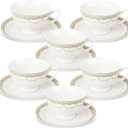 fanquare Blue Lace Teacup and Saucers Set with Gold Trim, Bone China British Coffee Cups and Saucers for Afternoon Tea Coffee Party Gifts
