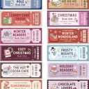 Laffact Christmas Book Club Bookmarks - 120Pcs Winter Cute Ticket Style Reading Tracker, Gingerbread Man Santa Designed Page Marker, Readers Accessory Bookish Gifts for Book Lover School Library Party