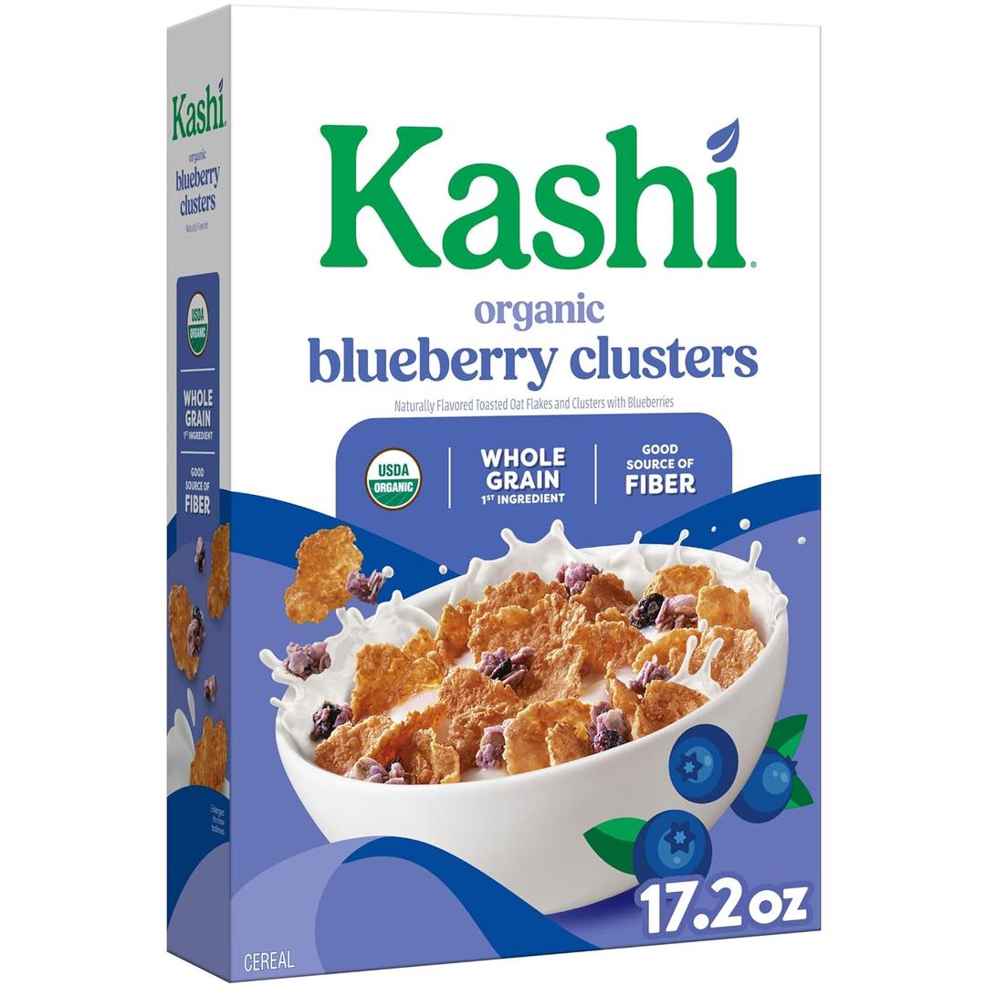 Kashi Breakfast Cereal, Organic, Whole Grain, Blueberry Clusters, 17.2oz Box (1 Box)