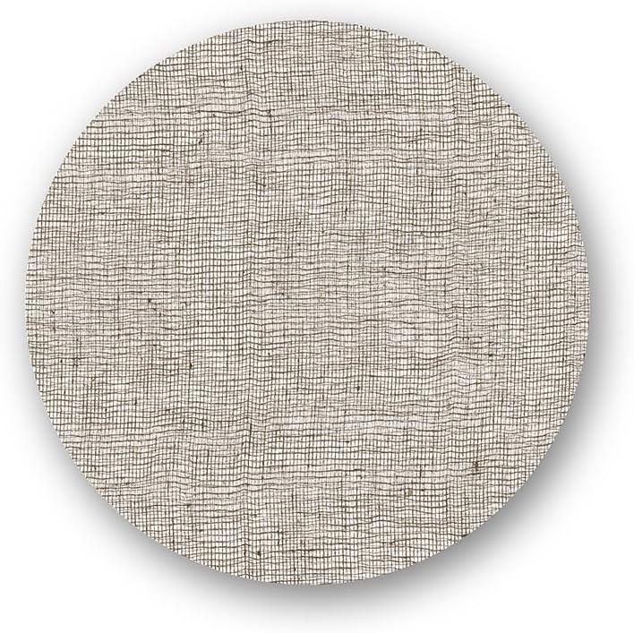 modern-twist 15" Silicone Round Placemat, BPA, PVC-Free Table Mat, Dishwasher Safe, Linen Print in Chocolate, Pack of 1