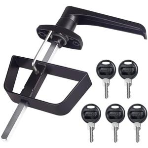 Shed Door Latch L-Handle Lock Kit with 5 Keys,BTEOBFY 7-1/2" Stem Storage Barn Shed Door Hardware Lock Set for Playhouses, Chicken Coops,Camper (Black)