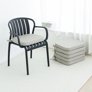 Helios&Hestia Indoor Dining Chair Cushions with Ties for Kitchen, Outdoor Seat Pads with Removable Cover, Non-Slip Bottom, Waterproof, High-Resilient Foam, 17" x 16" x 2", Set of 6, Beige