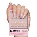 Glamnetic Press On Nails - La Perle | Semi-Transparent Squoval French Tip Nails, Salon Quality | 15 Sizes - 30 Nail Kit with Glue