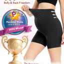 HOFISH Maternity Shorts for Women Over The Belly Pregancy Biker Shorts Workout Active Running Short Pants with Pockets (Black, L)