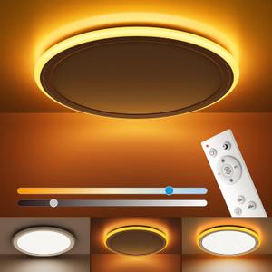 BLNAN 13in LED Flush Mount Ceiling Light Fixture with Remote Control, Dimmable Night Light 2000K, 3000K-6500K 24W Wired Low Profile Light for Bedroom, Kitchen, Living Room, Round White