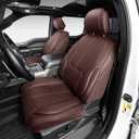 OASIS AUTO Custom Fit F150 Seat Covers for 2009-2014 Ford F-150 & 2011-2016 F-250 F-350 Super Duty (SuperCrew/Crew Cab), Full Set Premium Leatherette, Waterproof Truck Protectors (Brown)