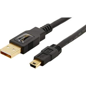 Amazon Basics USB-A to Mini USB 2.0 Cable, 480Mbps Transfer Speed, Gold-Plated Plugs, Compatible with External Hard Drives and Smartphones, 6 Foot, Black